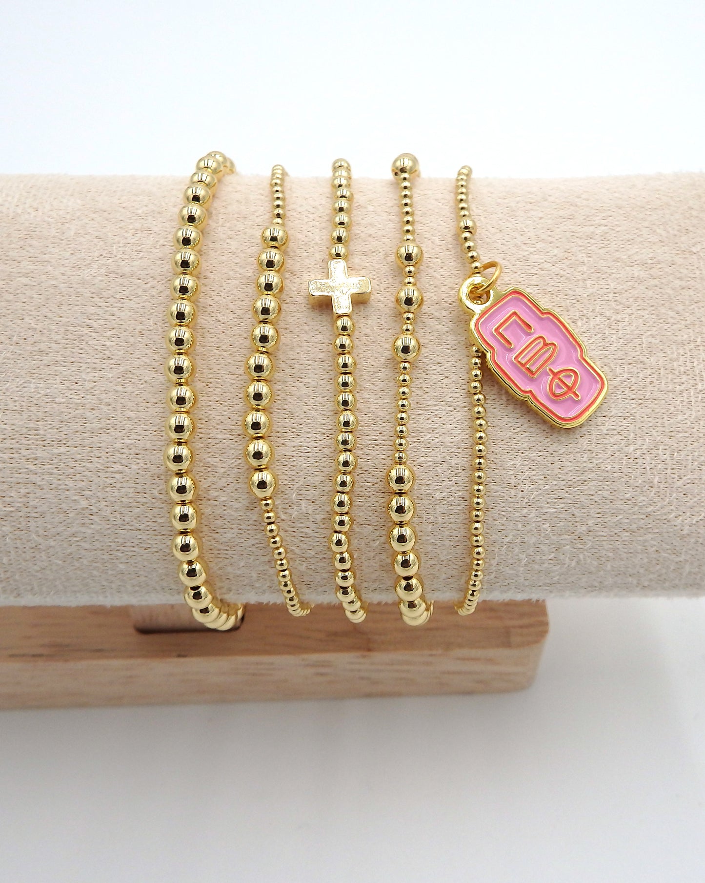 Pi Beta Phi Charm Stacked Bracelets