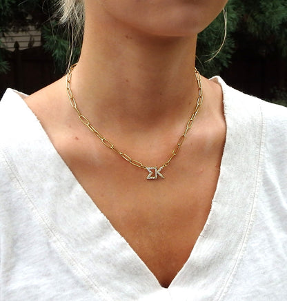 Sigma Kappa Rhinestone Letters Necklace