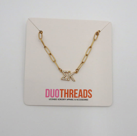 Sigma Kappa Rhinestone Letters Necklace