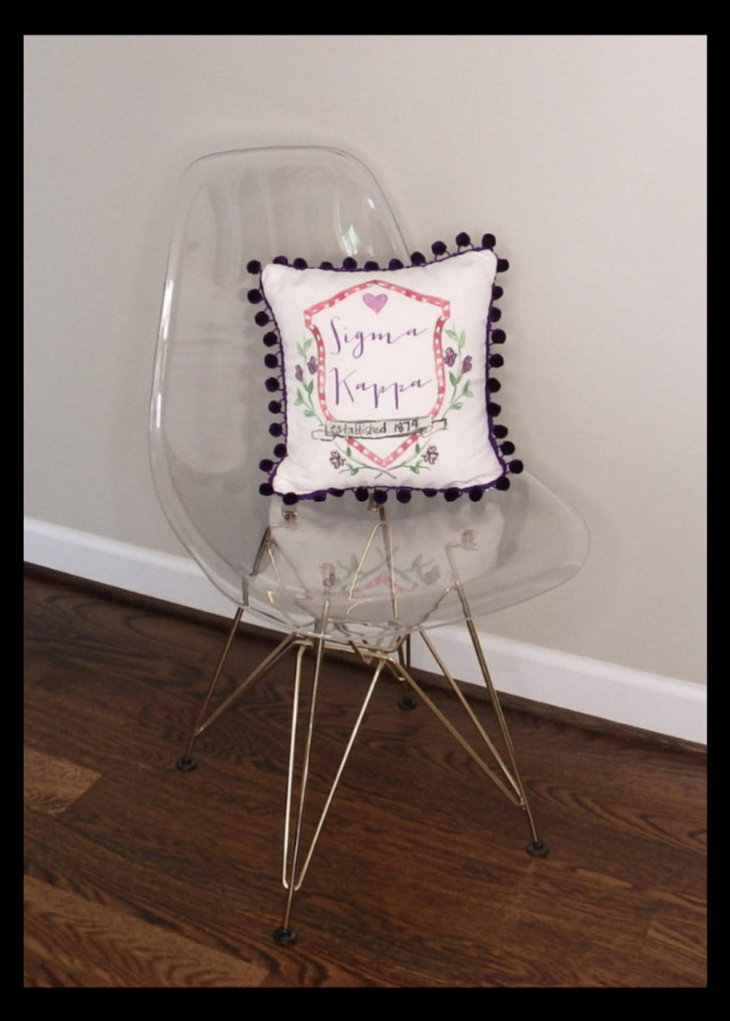 Sigma Kappa Pom Pom Pillow