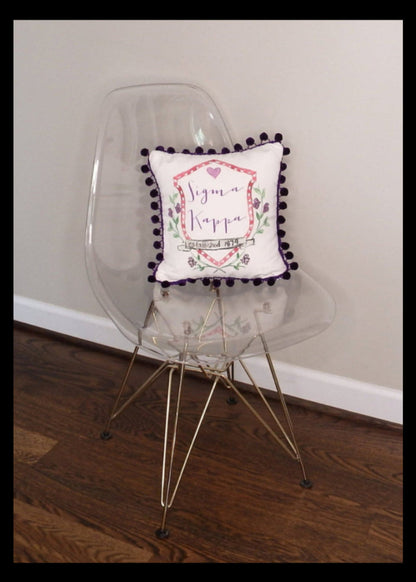 Sigma Kappa Pom Pom Pillow