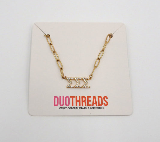 Sigma Sigma Sigma Rhinestone Letters Necklace