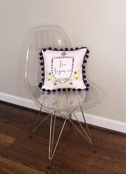 Sigma Sigma Sigma Pom Pom Pillow