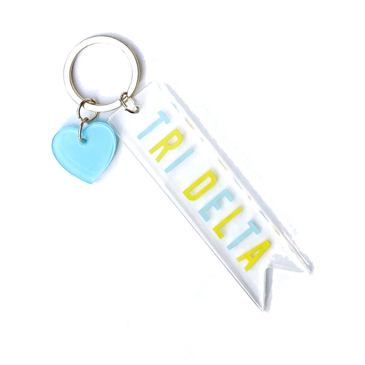 Delta Delta Delta Acrylic Heart Keychain