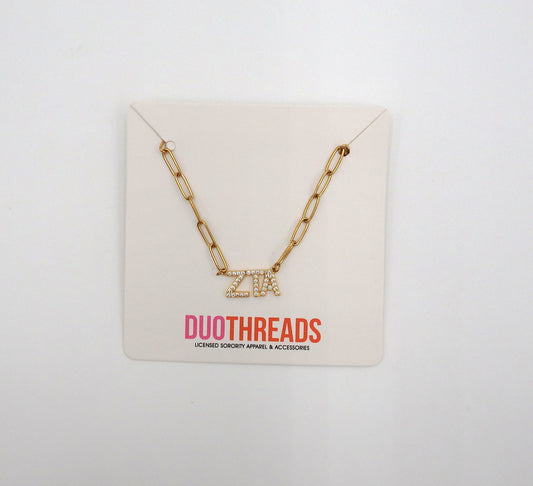 Zeta Tau Alpha Rhinestone Letters Necklace