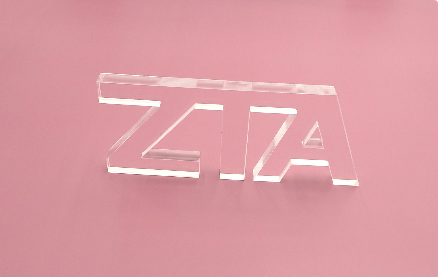 Zeta Tau Alpha Acrylic Shelf Letters