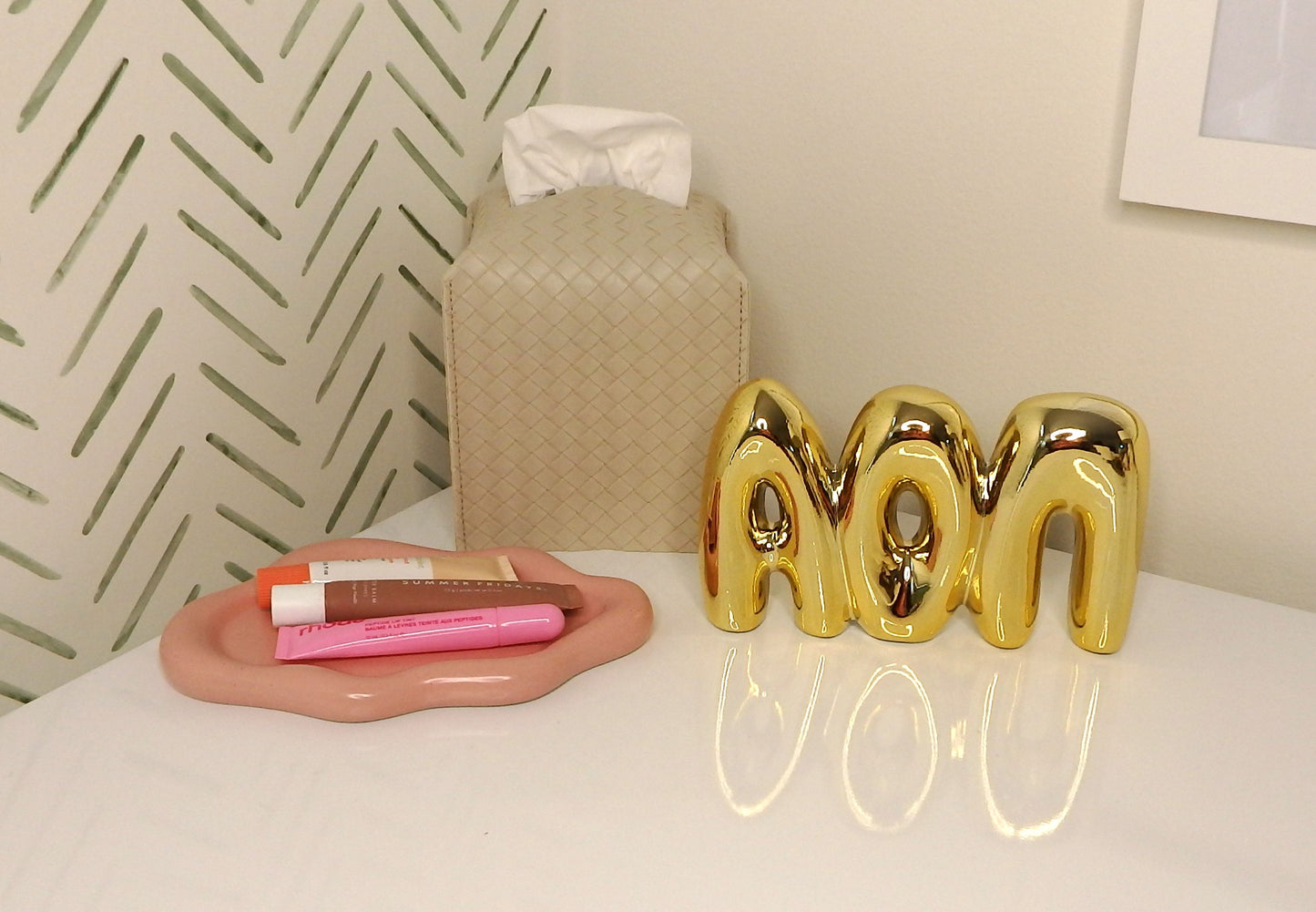 Alpha Omicron Pi Gold Shelf Letters