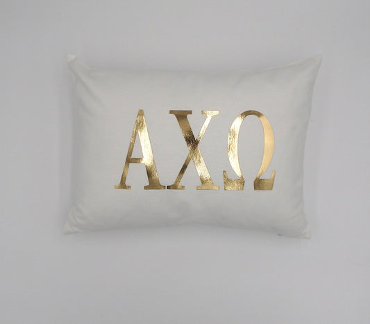 Alpha Chi Omega Sorority Gold Initial Throw Pillow