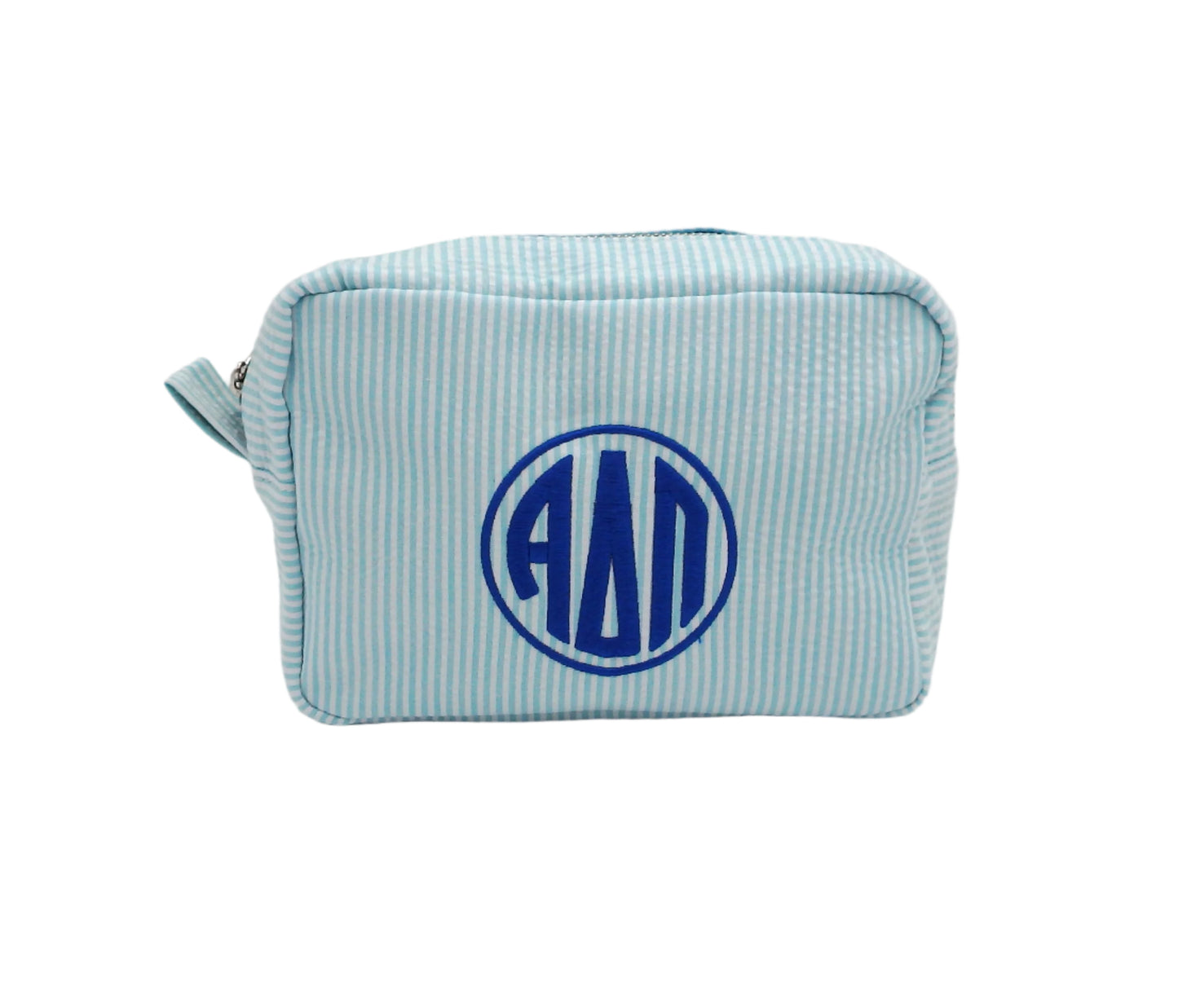 Alpha Delta Pi Seersucker Monogram Cosmetic Case