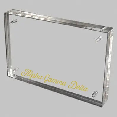 Alpha Gamma Delta Acrylic Frame with Gold Foil Lettering