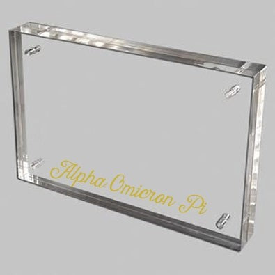 Alpha Omicron Pi Acrylic Frame with Gold Foil Lettering
