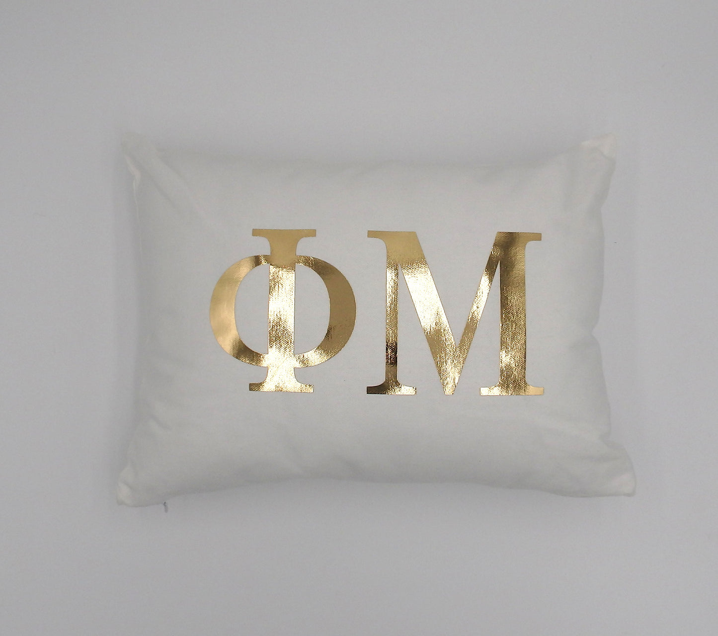 Phi Mu Sorority Gold Initial Throw Pillow