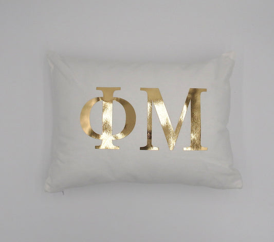 Phi Mu Sorority Gold Initial Throw Pillow