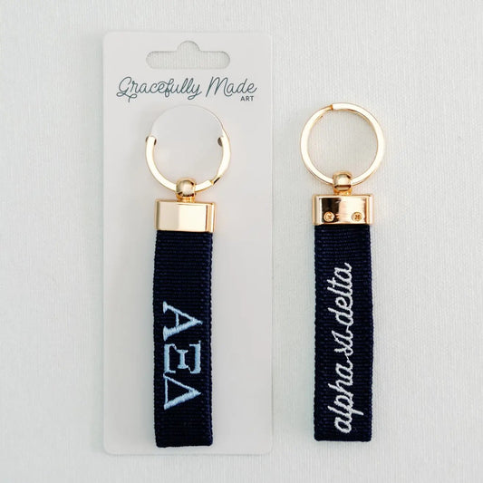 Alpha Xi Delta Embroidered Keychain