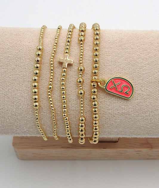 Chi Omega Charm Stacked Bracelets