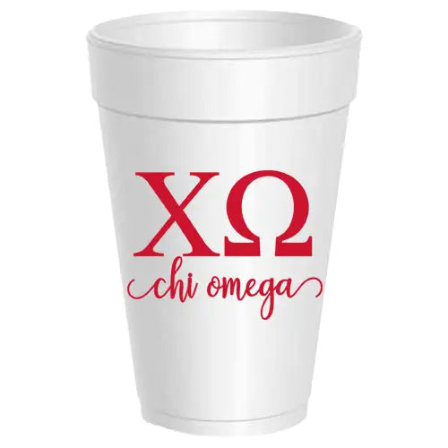 Chi Omega 10 count Sorority Foam Cups