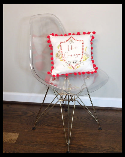 Chi Omega Pom Pom Pillow