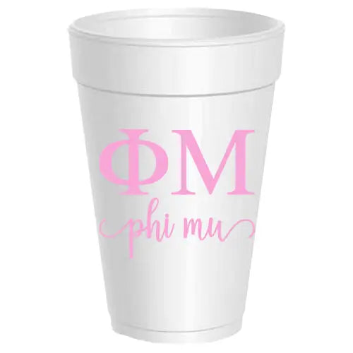 Phi Mu 10 count Sorority Foam Cups
