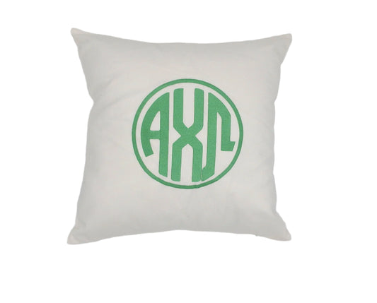 Alpha Chi Omega Circle Monogram Pillow
