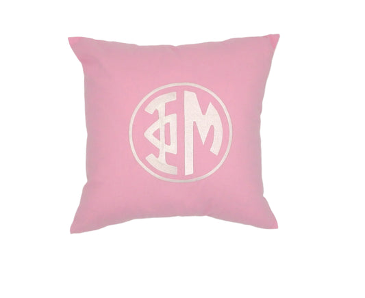 Phi Mu Circle Monogram Pillow