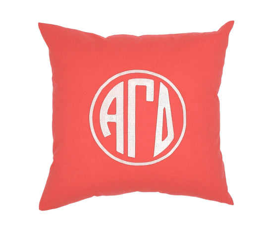 Alpha Gamma Delta Circle Monogram Pillow