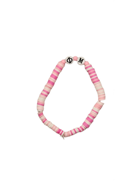 Phi Mu Sorority Beaded Bracelet