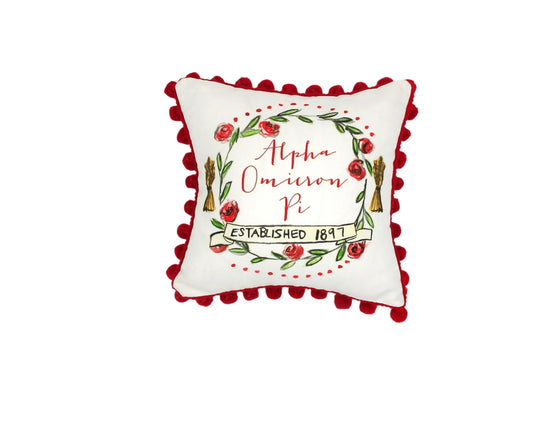 Alpha Omicron Pi Pom Pom Pillow