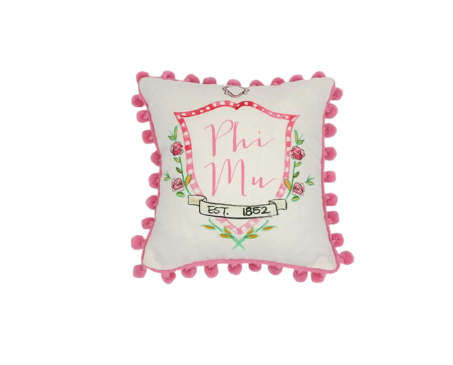 Phi Mu Pom Pom Pillow