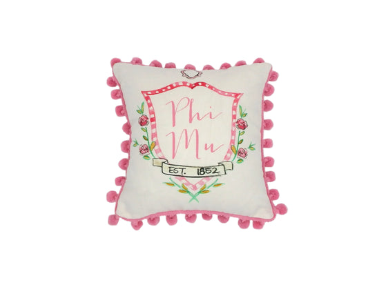 Phi Mu Pom Pom Pillow