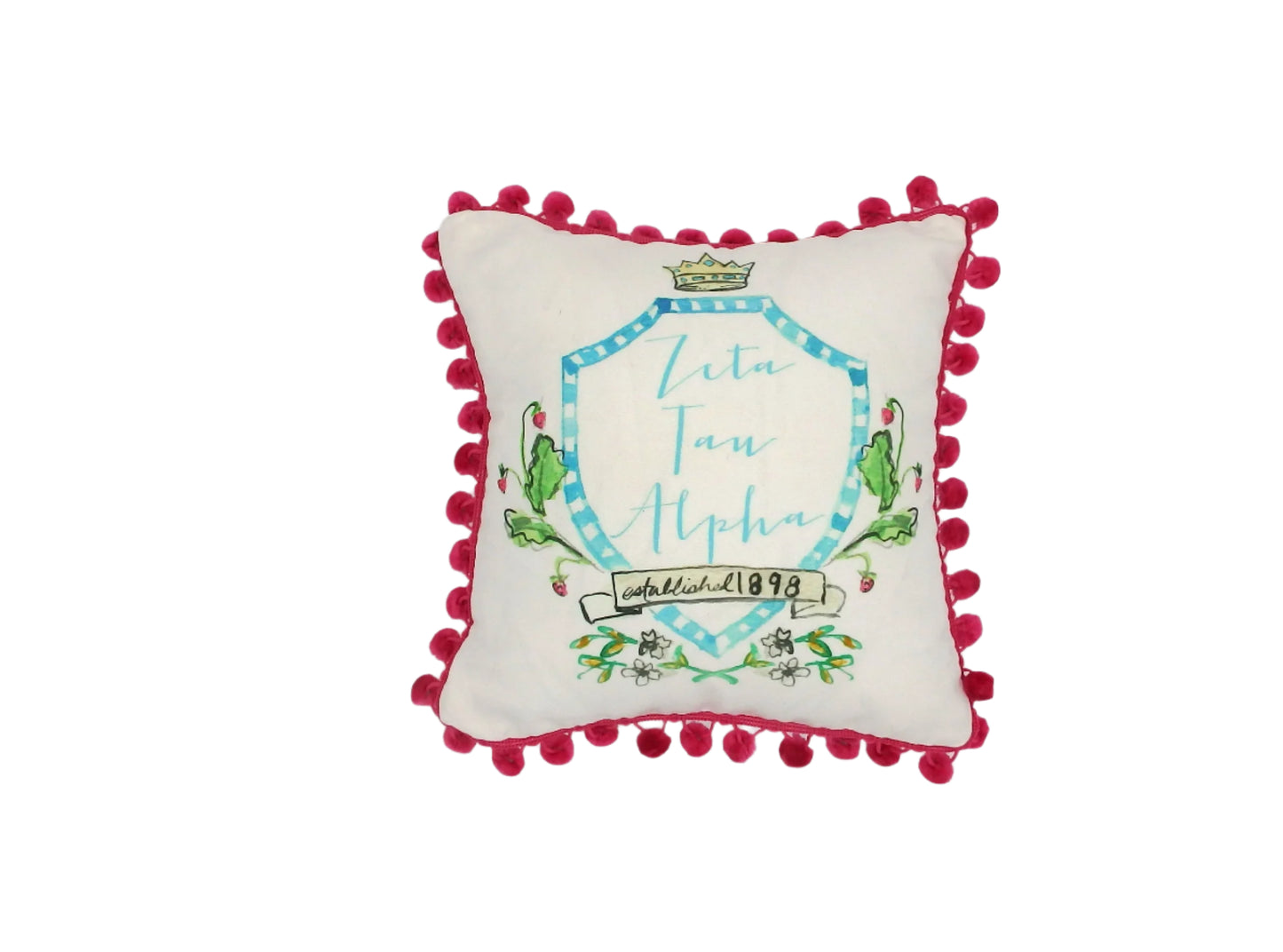 Zeta Tau Alpha Pom Pom Pillow