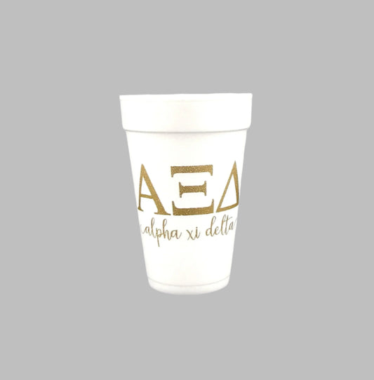 Alpha Xi Delta 10 count Sorority Foam Cups