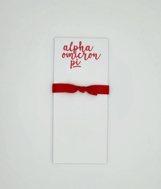 Alpha Omicron Pi Sorority Script Notepad
