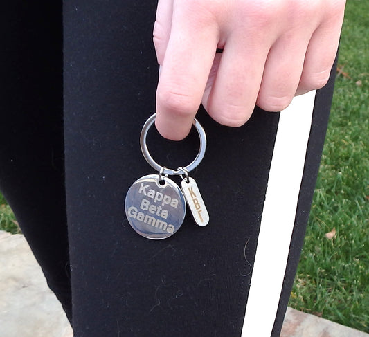 Kappa Beta Gamma Name and Letters Keychain - silver