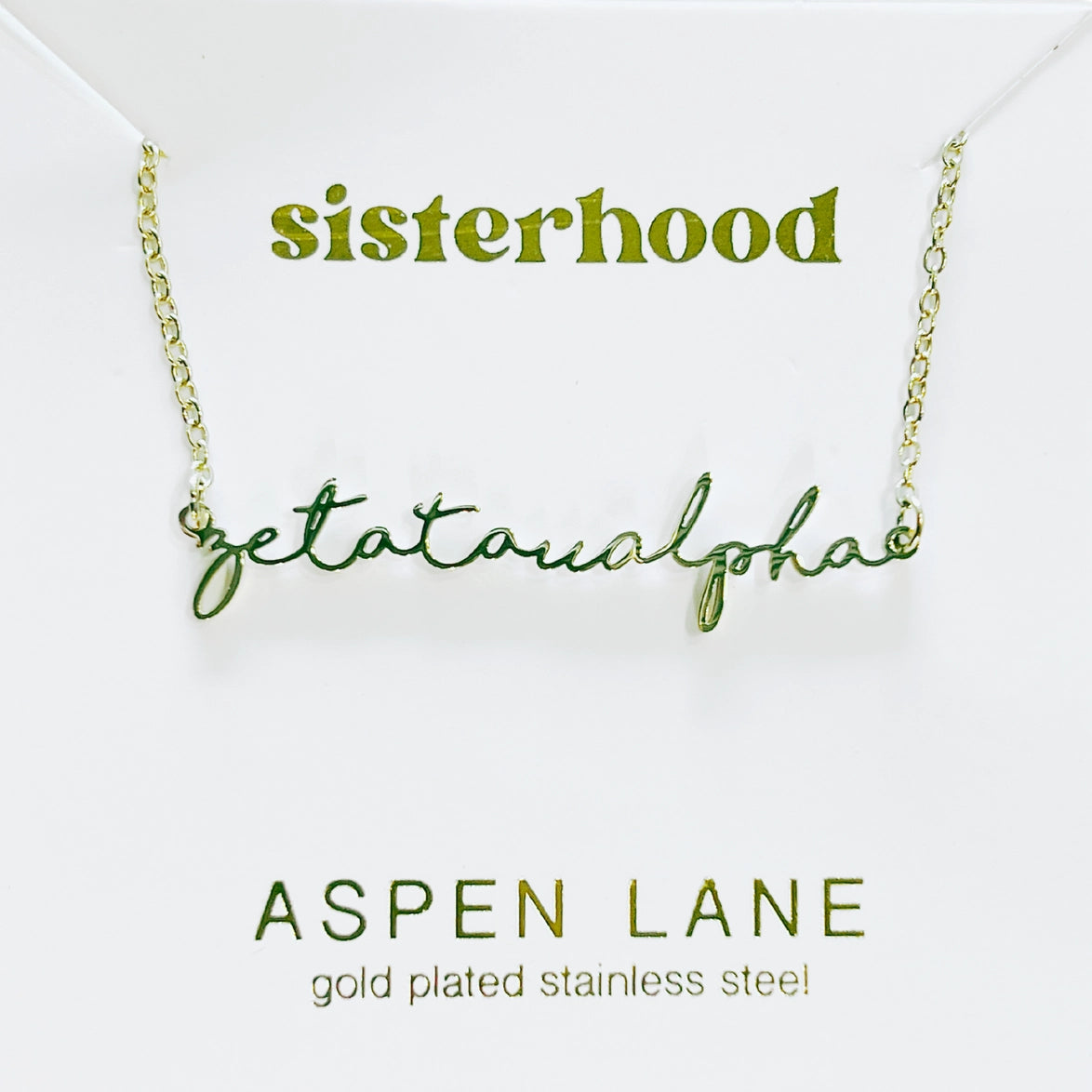 Zeta Tau Alpha Script Necklace