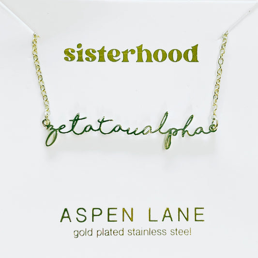 Zeta Tau Alpha Script Necklace